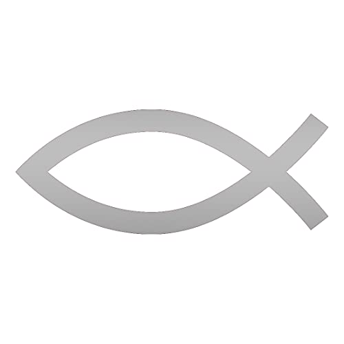 Jesus Fish Christian 2 (Metallic Silver) (Set Of 2) Premium Waterproof Vinyl Decal Stickers For Laptop Phone Accessory Helmet Car Window Bumper Mug Tuber Cup Door Wall Decoration - color: Metallic Silver, size: 4.8 inches x 1.9 inches