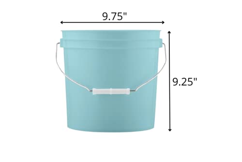 2 Gallon Aqua Food Grade BPA Free Made in USA Buckets pails with White Screw On Lids(Pack of 3)