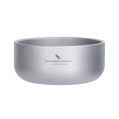 Boundless Voyage 200ml Titanium Double-walled Bowl for Adult Children Ultralight Portable Soup Rice Food Bowl Outdoor Camping Durable Metal Tableware Ti1083T - color: 200ml-Ti1083T