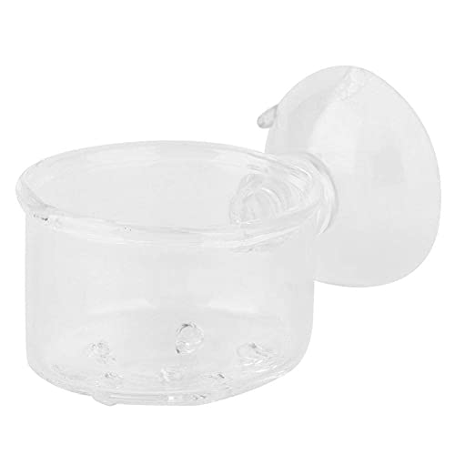 Aquarium Feeder, Transparent Suction Cup Fishes Feeding Cup Food Container for Feeding Shrimp Fish(Glass Hole Cup)
