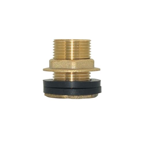 VARMHUS Solid Brass Bulkhead Fitting,2 Rubber Seal Washers, NPT Female to NPT Male Thread Water Tank Connector for Rain Barrels Aquariums (1PC 3/4" Female 1/2" Male) - size: 1PC 3/4" Female 1/2" Male