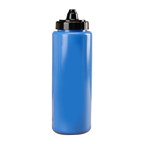 1L Water Bottle with Convenient Squeeze Cap and Long Straw for Athletes on the Move Easy Hydration (Blue) - color: Blue