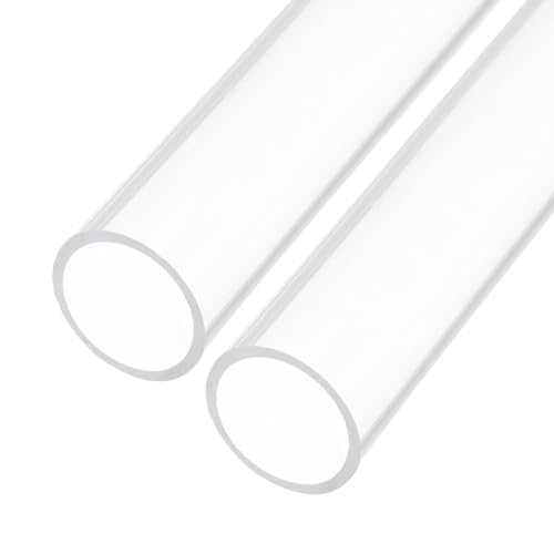14" Clear Plastic Rigid Pipe 18mm x 20mm(0.7" x 0.8") Acrylic Tube Round Polycarbonate Tubing, [for Plumbing, Hydraulics, Aquarium, DIY] - 2Pcs