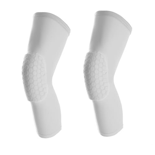 SUJAYU Basketball Knee Pads Knee Sleeves, 2 Pack Honeycomb Anti Collision Leg Compression Sleeves, Compression Knee Pads for Wrestling Football Volleyball Baseball (X-Large, White) - color: White, size: X-Large
