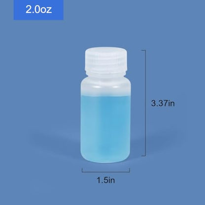 2 oz Wide Mouth Lab Reagent Container, Clear PP, Sealed Leak-proof, Pill & Water Sample Bottle (5 Pcs) - color: Clear, size: 2oz(60ml)