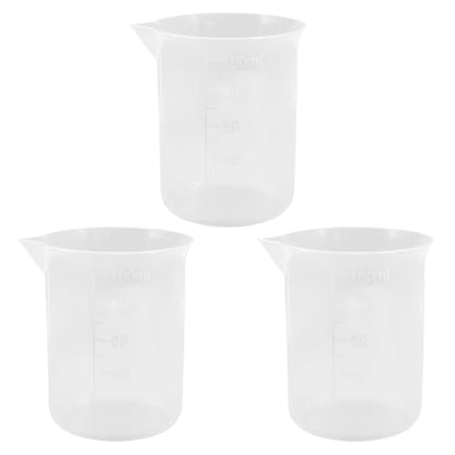 Bivethoi 3 Pack Plastic Beakers, Low Form Graduated Measuring Beakers 50ML Graduation Interval (Vol. 100ML) - size: 100ml