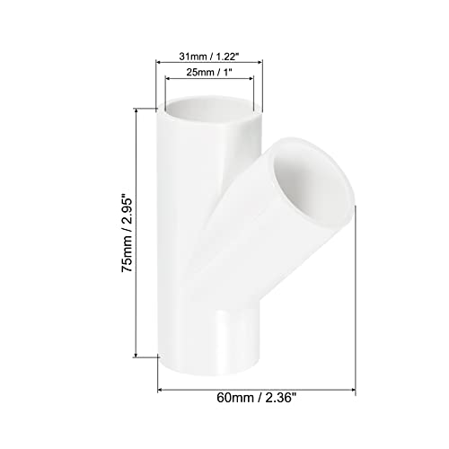 PATIKIL 25mm PVC Pipe Fittings, 3 Pack 3 Way 45 Degree Angle Water Tubing Joint Connectors Adapters for Garden Irrigation Home Aquarium