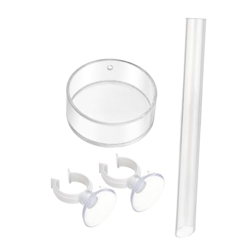 POPETPOP Shrimp and Dish with 2pcs Cups - Clear Acrylic Assembled Shrimp Feeder Tray for Fish Tank Aquarium Shrimp
