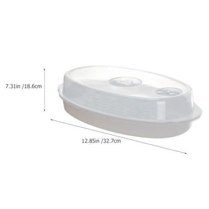 Professional Microwave Fish Steamer with Lid, Food Steamed Holder Plate for Microwave Oven, Rapid Heat Transfer Steaming Dish for Vegetables and Dumplings Style