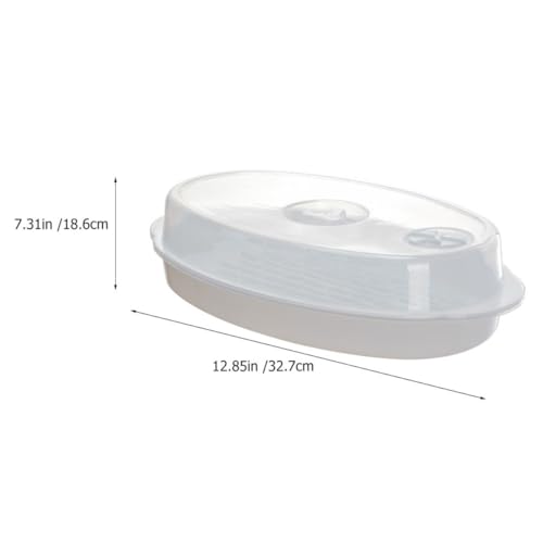 Microwave Steamed Fish Plate with Lid Food Steamer Tray for Microwave Oven Fast Heat Transfer Steamer Dish Moisture Locking Steaming Cookware Style