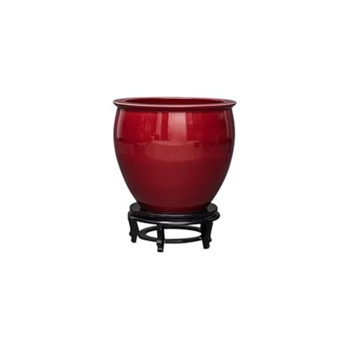 Fish Tank Ceramic Red Fish Tank Living Room Turtle Basin Floor-Standing Fish Tank Study Painting and Calligraphy Tank Storage Bucket Ornaments Light Luxury Simple Fish Tank