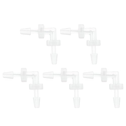 5 Pcs Aquarium Plastic Hose Barb Fitting 1/16" Hose Barb 90 Degree Elbow L Fitting Clear PP - size: 1/16 Inch