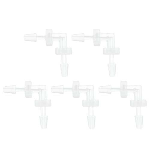5 Pcs Aquarium Plastic Hose Barb Fitting 1/16" Hose Barb 90 Degree Elbow L Fitting Clear PP - size: 1/16 Inch