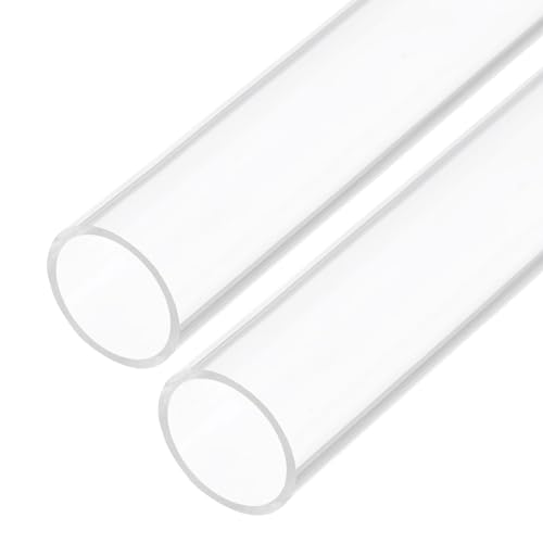 20" Clear Plastic Rigid Pipe 21mm x 25mm(0.8" x 1") Acrylic Tube Round Polycarbonate Tubing, [for Plumbing, Hydraulics, Aquarium, DIY] - 2Pcs - size: 0.8" x 1"