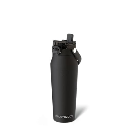 Frost Buddy 24oz Insulated Water Bottle - Straw & Chug Lid - Leak-Proof - color: Black, size: 24 Ounces