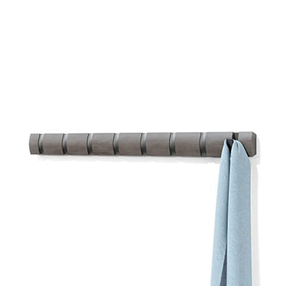 Umbra Flip Coat Rack, Wall Mount 8-Hook, Space Saving, Grey/Pewter - color: Grey/Pewter, size: 8 hook