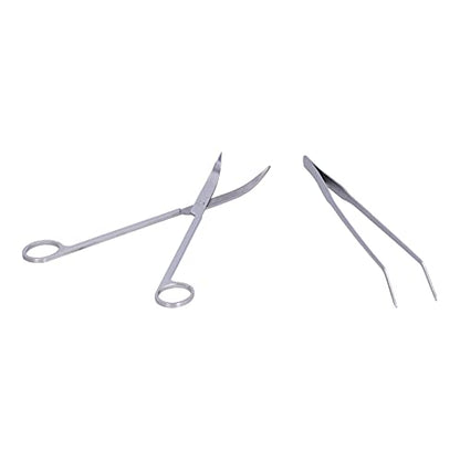 Quarium Aquascaping Tools, Aluminium Alloy Tools Kit Plant Tweezers Scissors Spatula for Fish Plant Cleaning, Vivarium