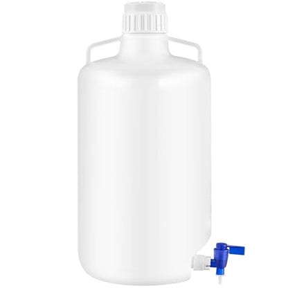 1 Pcs 5.3 Gallon Plastic Liquid Dispenser Carboy with Spigot Leak-Proof, Durable HDPE, 20l Reusable Liquid Storage Solution for Lab, Pharmaceutical, Chemical Resistant, and Industrial Use
