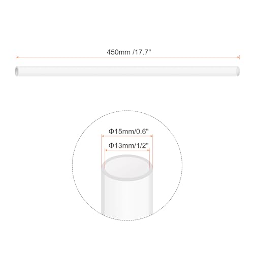 18" Clear Plastic Rigid Pipe 13mm ID x 15mm OD (1/2" ID x 0.6" OD) Acrylic Round Tubing, [for Plumbing, Hydraulics, Aquarium] - size: 1/2" x 0.6"