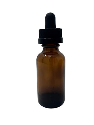 1 Oz (30 mL) Amber Glass Bottles with CRC (Child Resistant Cap) Eye Droppers [Pack of 12] - color: Amber
