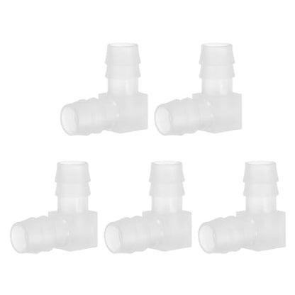 PATIKIL 1/2" Hose Barb 90 Degree Elbow L Fitting, 5 Pack Plastic Equal Barbed Joint Splicer Mender Union Coupler Adapter 1.3 Inch for Gas Liquid Air Line Tubing Pipe