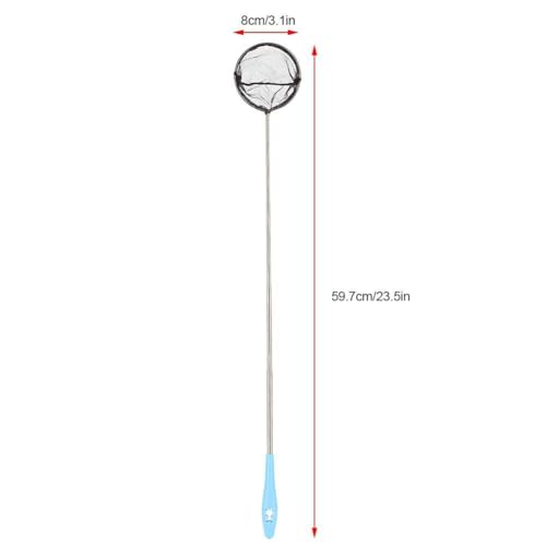Aquarium Shrimp Net, Stainless Steel Fine Mesh Nest Extendable Fish Fish Skimmer Net Scoop with Long Handle(Round)