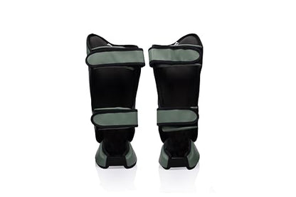 Fairtex SP9 Ultra Ergo Shin Guard Durable Syntek Leather Muay Thai Shin Pad - color: Green Olive, size: Large