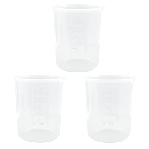 Bivethoi 3 Pack Plastic Beakers, Low Form Graduated Measuring Beakers 50ML Graduation Interval(Vol. 250ML) - size: 250-300ml