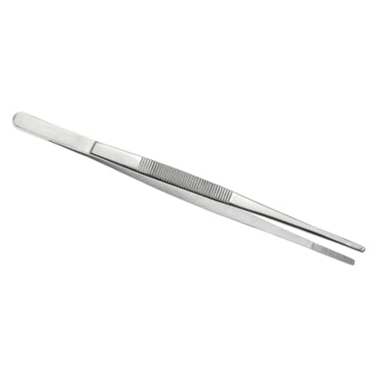 SE 12-Inch Stainless Steel Tweezers - Durable Knurled Handle Serrated Tip Design for Household and Professional Use - 513TW
