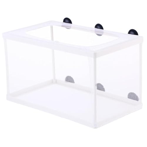 Breeder Box for Fish Tank, 6x5.7x10 Large Fish Breeding Box Net, White Mesh Aquarium Breeder Hang on Nursery with Suction Cups for Baby Hatchery Breeding