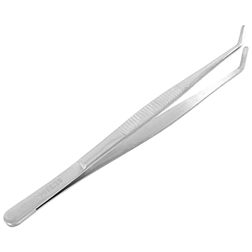 Bonsicoky 1Pcs 8 Inch Stainless Steel Tweezer, Long Tweezers with Precision Serrated Curved Tips, Non-slip Multitool Tweezer for Cooking, Repairing, Medical, Garden - size: 8" (Curved)