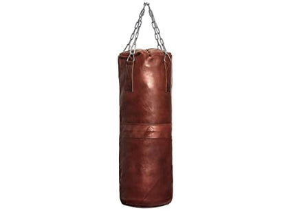 Modest Vintage Player Retro Heritage Brown Leather Heavy Punching Bag (UN-Filled)