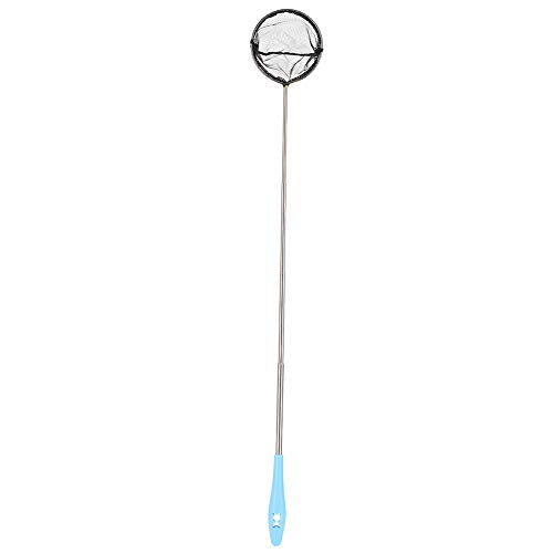 Aquarium Fine Mesh Stainless Steel Extendable Fish Net Skimmer for Shrimp with Nonslip Handle for Wall Hanging Blue Square for Shrimp, Small Fish - size: Round