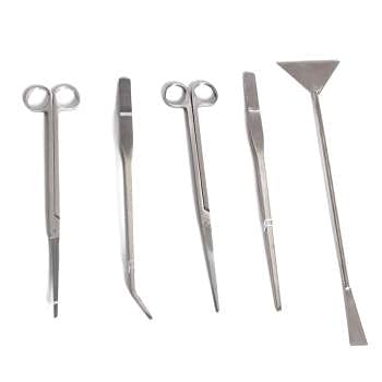 Aquarium Plants Tools, Aquascaping Tweezers Scissor Spatula Tool Stainless Steel Aquarium Tank Aquascaping Tools Set for Fish Starter Kits (3pc/4pc/5pc) (5 PCS)