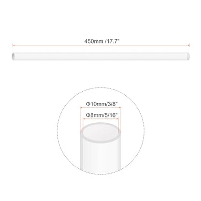 18" Clear Plastic Rigid Pipe 8mm ID x 10mm OD (5/16" ID x 3/8" OD) Acrylic Round Tubing, [for Plumbing, Hydraulics, Pneumatics, Aquarium] - size: 5/16" x 3/8"