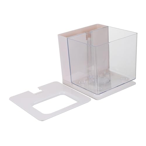 Happyyami Self-Cleaning Acrylic Fish Tank Compact Desktop Aquarium for Betta Shrimp Turtles and Crabs Easy Maintenance Space-Saving Design for Home Decor - color: White
