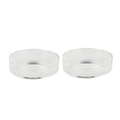 SUPVOX 3pcs Round Crystal Shrimp Feeding Bowl Delicate Glass Dish for Shrimp Tanks Multi-Purpose Feeder for Fish and Reptiles Decorative Pet Food Bowl - size: Size 1