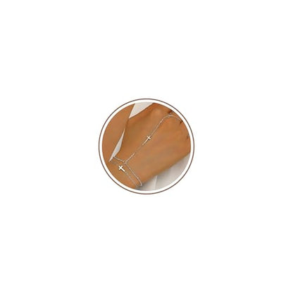 18K Gold Plated Small Cross Bracelet for Women | Tiny Cute Cross Bracelets | Beaded Bracelet | Hip Hop Knot | Hand Chain Bracelets | Gold Jewelry Gifts for Women - color: 2 Cross Hand Chain Silver