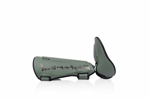 Fairtex SP7 Lightweight Shin Guards, Detachable Syntek Leather Shin Pads - color: Green Olive, size: Medium