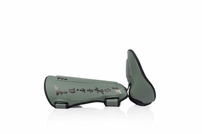 Fairtex SP7 Lightweight Shin Guards, Detachable Syntek Leather Shin Pads - color: Green Olive, size: Medium