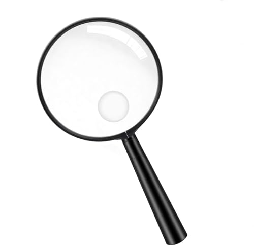 Handheld Reading Magnifier, 10X Magnifier, 90mm Shatterproof Lens, Adults Close Work Non-Slip Handle for Seniors Reading and Nature Exploration(Black) - color: Black, size: 90mm