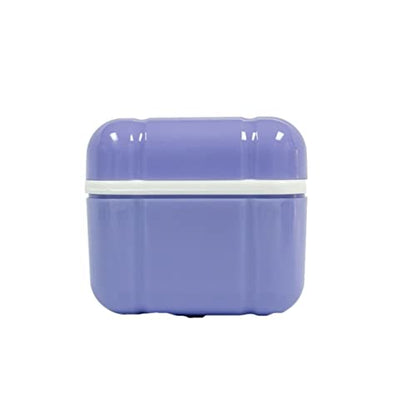 Denture Bath Case Cup Box Holder with Basket, Storage Container Care for Dentures, Clear Braces, Night Guard & Retainers,Traveling (Lavander) - color: Lavander