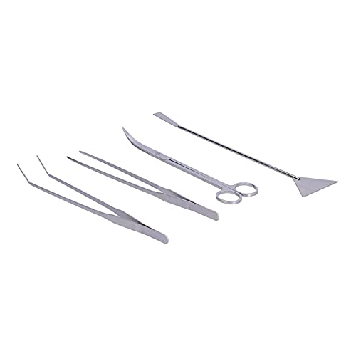 FTVOGUE 4 in 1 Aquarium Tools Kit, Aluminum Alloy Aquascaping Tools for Plant Care, Includes Tweezers, Scissors, and Spatula for Fish Tank Maintenance