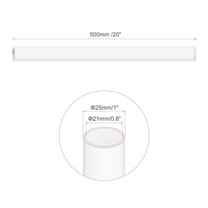 20" Clear Plastic Rigid Pipe 21mm x 25mm(0.8" x 1") Acrylic Tube Round Polycarbonate Tubing, [for Plumbing, Hydraulics, Aquarium, DIY] - 2Pcs - size: 0.8" x 1"