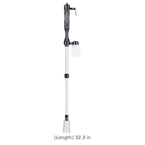 9-Piece Electric Aquarium Gravel Cleaner, Automatic Fish Tank Water Changer, Sand Washer Siphon with Filter Bag, 22-32.3 in / 560-820 mm Adjustable Tube, 3 Modes, US Adapter