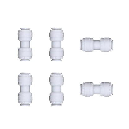 EZRODI 6pcs White Plastic Union Connector (5/16-in OD x 3/8-in OD, Push-to-Connect Reducing Coupling Fitting)