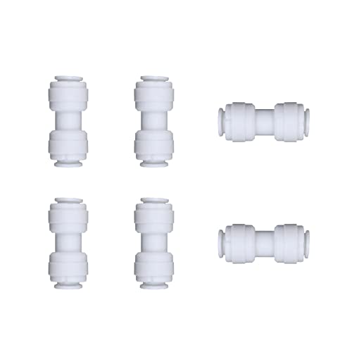 EZRODI 6pcs White Plastic Union Connector (5/16-in OD x 3/8-in OD, Push-to-Connect Reducing Coupling Fitting)