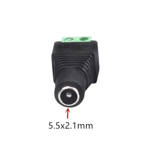 DC Power Connector 12V 5.5mm x 2.1mm, Female Power Jack Adapter 10Pcs for Led Strip CCTV Security Camera Cable Wire Ends Plug