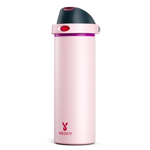 24 oz Insulated Water Bottle for Sports: Meoky Stainless Steel Water Bottle with Straw and Spout Lid - Leak Proof, Cold for 24 Hours, Fits in Car Cup Holder, BPA-Free for Women Travel, Dreamy Field - color: Dreamy Field, size: 24 Ounces