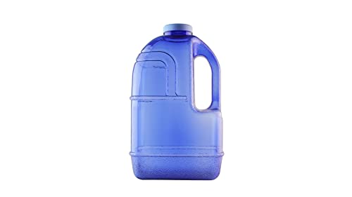 New Wave Enviro 1 Gallon Square BPA Free Bottle with Screw Top Cap and Integrated Handle, Space Saving Design, Ideal for Gym and Outdoor Life, Blue - color: Blue, size: 128 Ounces, style: Square